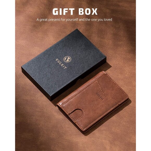 Mens Wallet VULKIT Bifold Front Pocket Slim RFID Blocking Credit Card Holder - Picture 6 of 7